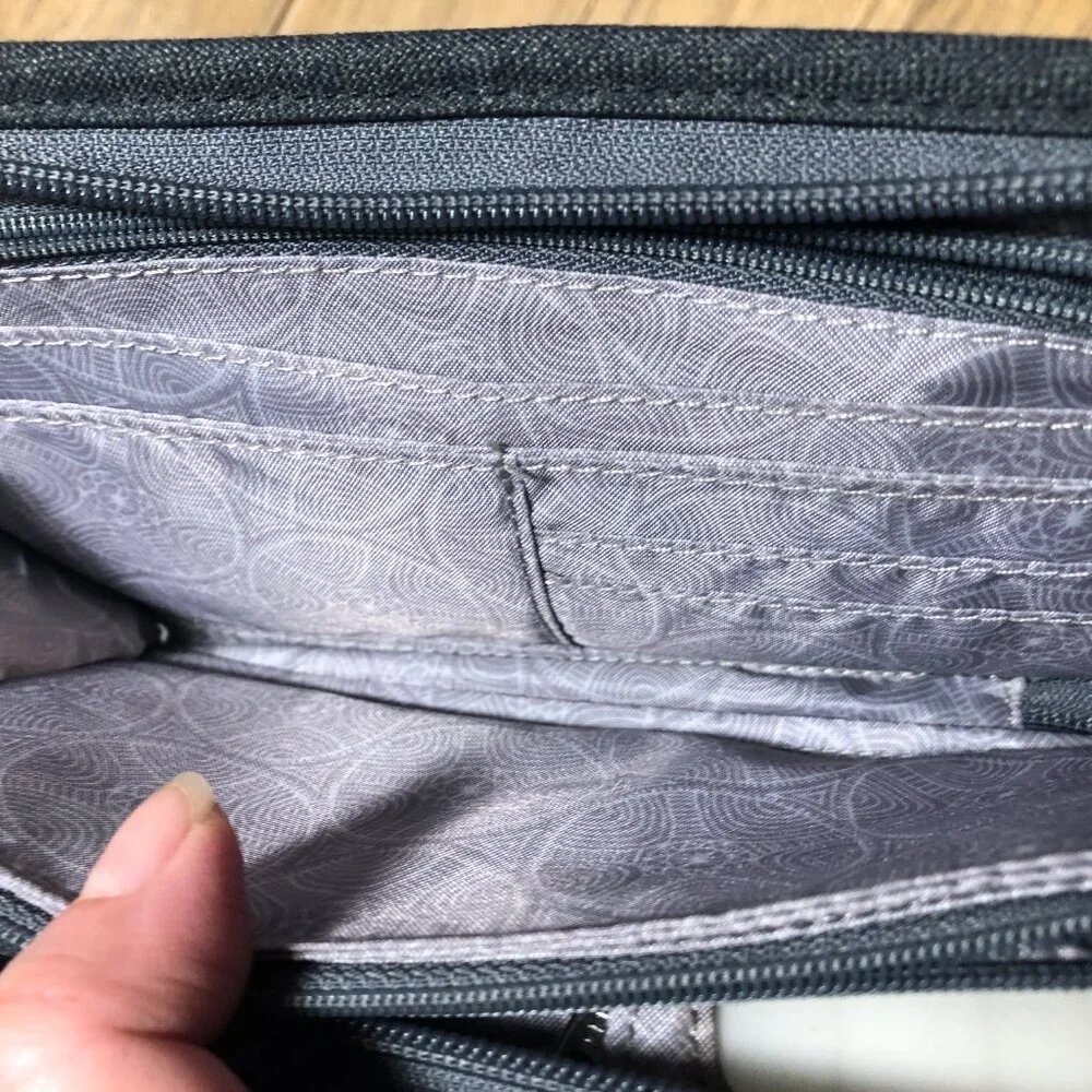 LL Bean men fabric travel wristlet wallet, charcoal gray